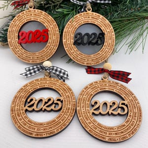 2025 Year In Review Christmas Ornament: Engraved Cherry Wood, Headline Keepsake
