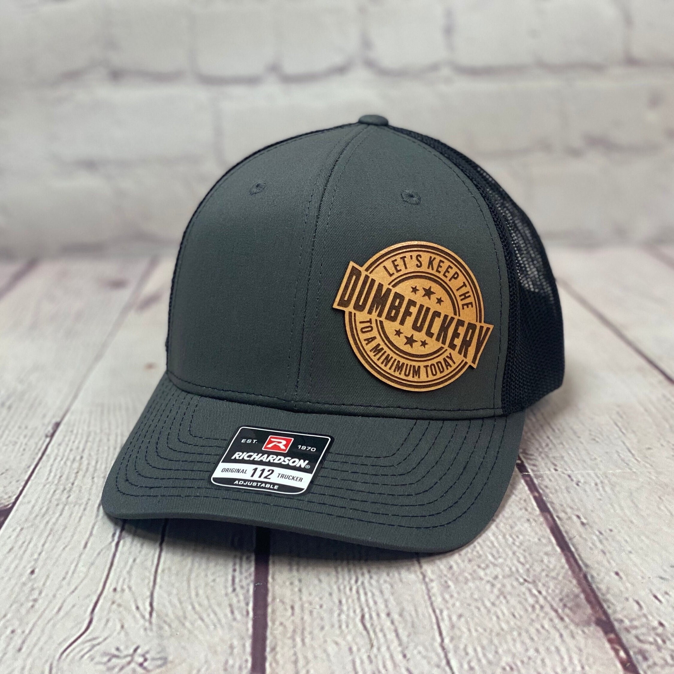 Dumbfuckery Leather Patch Hat: Mature Adult Trucker Cap - Etsy
