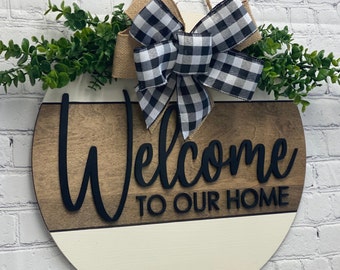 Welcome To Our Home Door Hanger, Welcome Door Hanger, Housewarming Gift, Farmhouse Door Hanger, Year Round Door Hanger, Welcome Sign