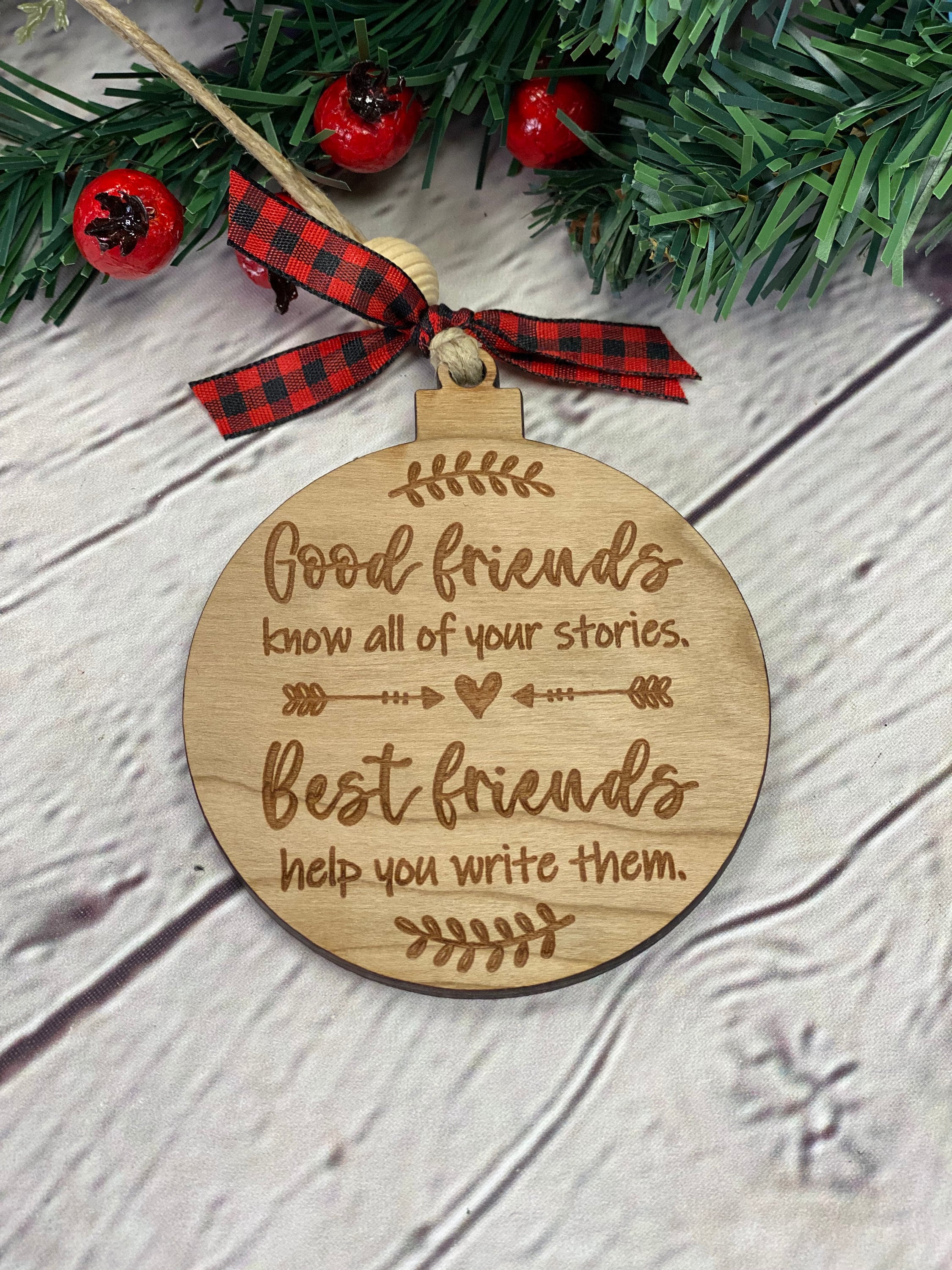 Best Friends Christmas Ornament Engraved Wooden Ornament Etsy