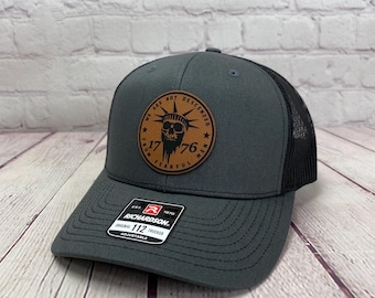 We Are Not Descended From Fearful Men 112 Hat, Laser Engraved Leather Patch Hat, Leather Patch Snapback Cap, Trucker Hat, Funny Hats