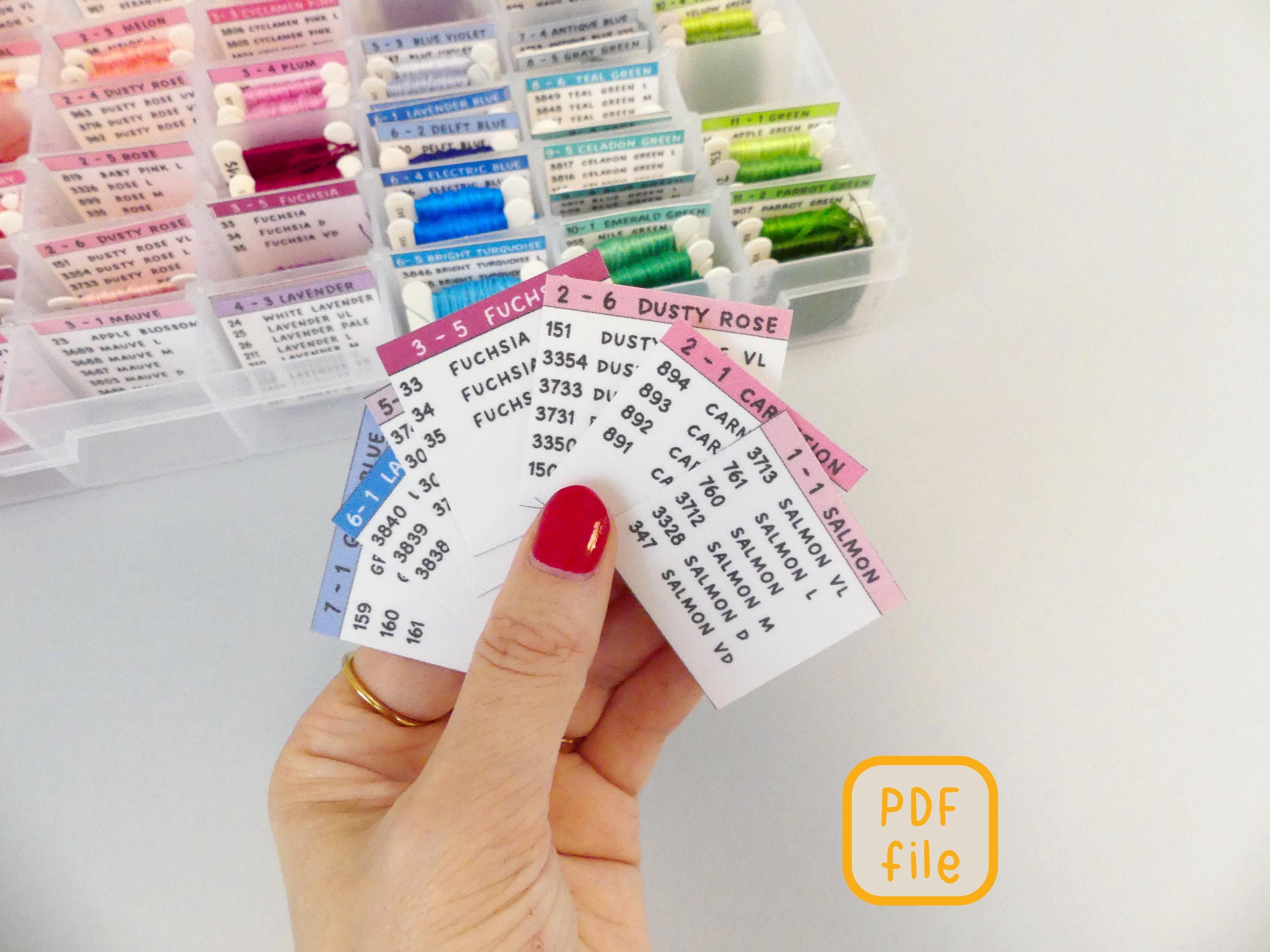 DMC Embroidery Thread Colors Cards Family Number and Name, Digital ...