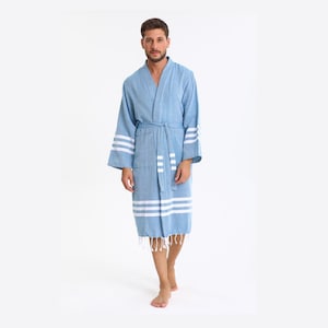 Turkish Cotton Bathrobe, Kimono Bathrobe , Bathrobe, Cotton Bathrobe,  Women&#39;s Bathrobe, Men&#39;s Bathrobe, Unisex Petrol Bathrobe