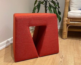 Red Pouf, Pouff, Pouffe, Puff, Stoo,Hocker