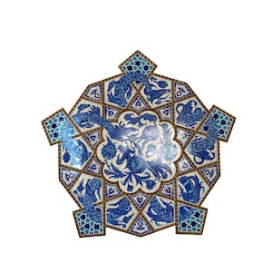 Handmade Blue Turkish Tile Wall Panel 120 cm