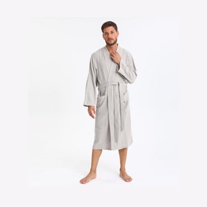 Turkish Cotton Bathrobe, Kimono Bathrobe , Bathrobe, Cotton Bathrobe, Women&#39;s Bathrobe, Men&#39;s Bathrobe, Bridal Robe, Bridesmaid Robe, Beige