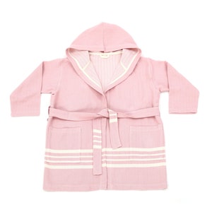 Pink Cotton Kids Bathrobe , Hooded Cotton Kids Bathrobe