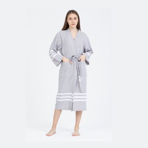 Turkish Cotton Bathrobe, Kimono Bathrobe , Bathrobe, Cotton Bathrobe, Women&#39;s Bathrobe, Men&#39;s Bathrobe, Bridal Robe, Bridesmaid Robe, A.Gray