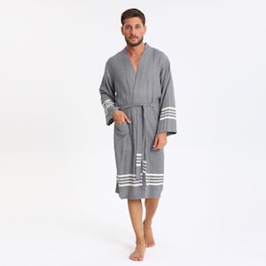 Turkish Cotton Bathrobe, Kimono Bathrobe , Bathrobe, Cotton Bathrobe,  Women&#39;s Bathrobe, Men&#39;s Bathrobe, Bridesmaid Robe, A. Gray
