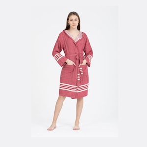 Turkish Cotton Bathrobe,Bathrobe, Cotton Bathrobe,  Women&#39;s Bathrobe, Men&#39;s Bathrobe, Bridal Robe, Bridesmaid Robe ,Unisex Bordeaux Bathrobe