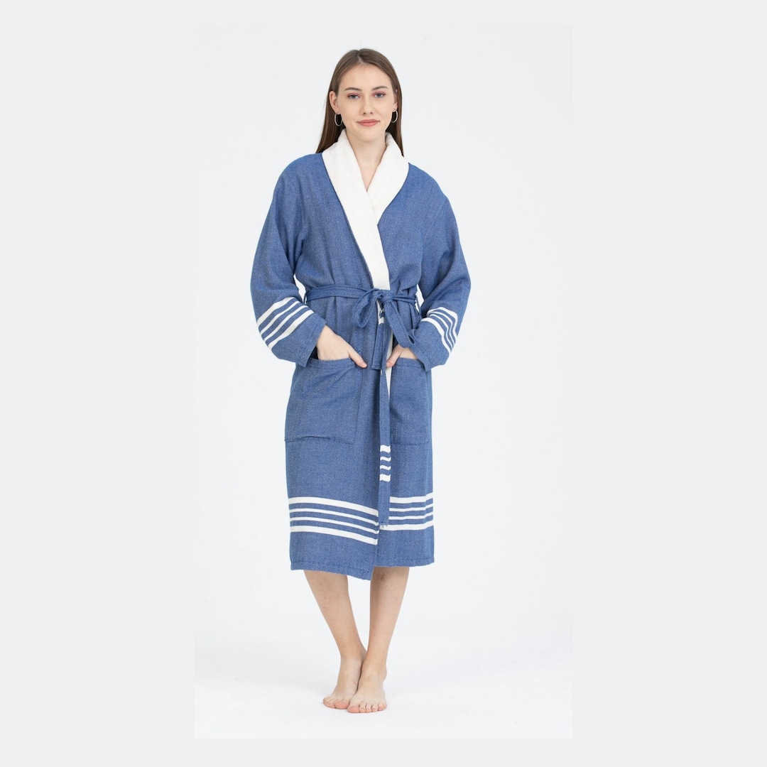 Turkish Cotton Bathrobe, Kimono Bathrobe , Bathrobe, Cotton Bathrobe