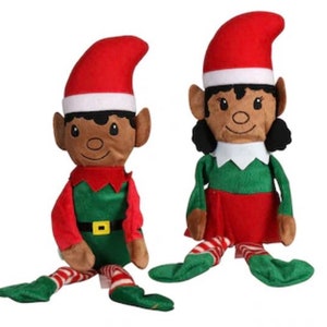 Duo D'elfes Farceurs 43cm - Décoration De Noël Joyeuse - Rouge Et Vert Avec Chapeau