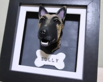 Custom 3D Pet Portrait: Polymer Clay Framed Sculpture