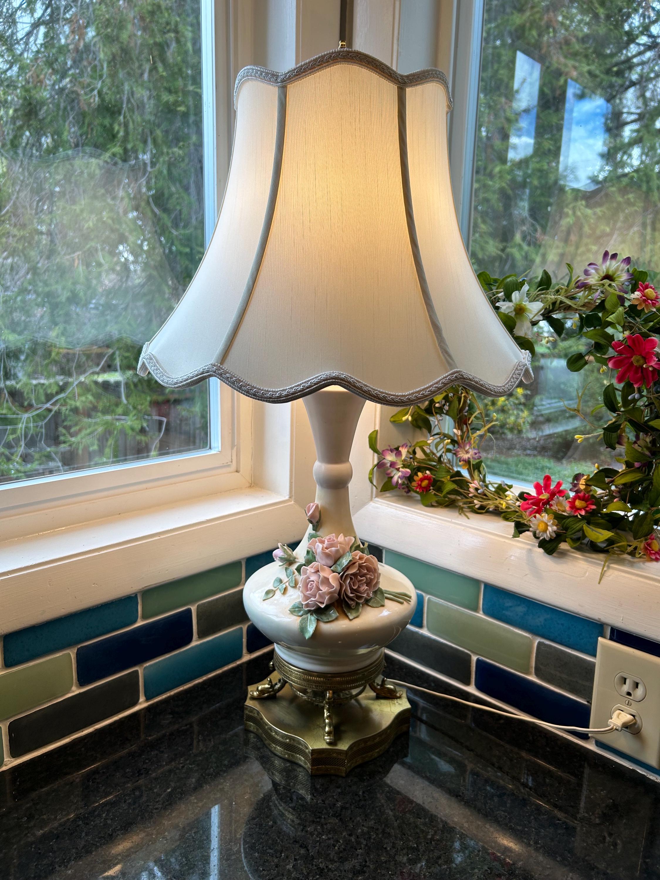 希少　カボティモンテ アール・ヌーヴォー アンティークランプ イタリア製 陶器 Capodimonte Lamp - Etsy