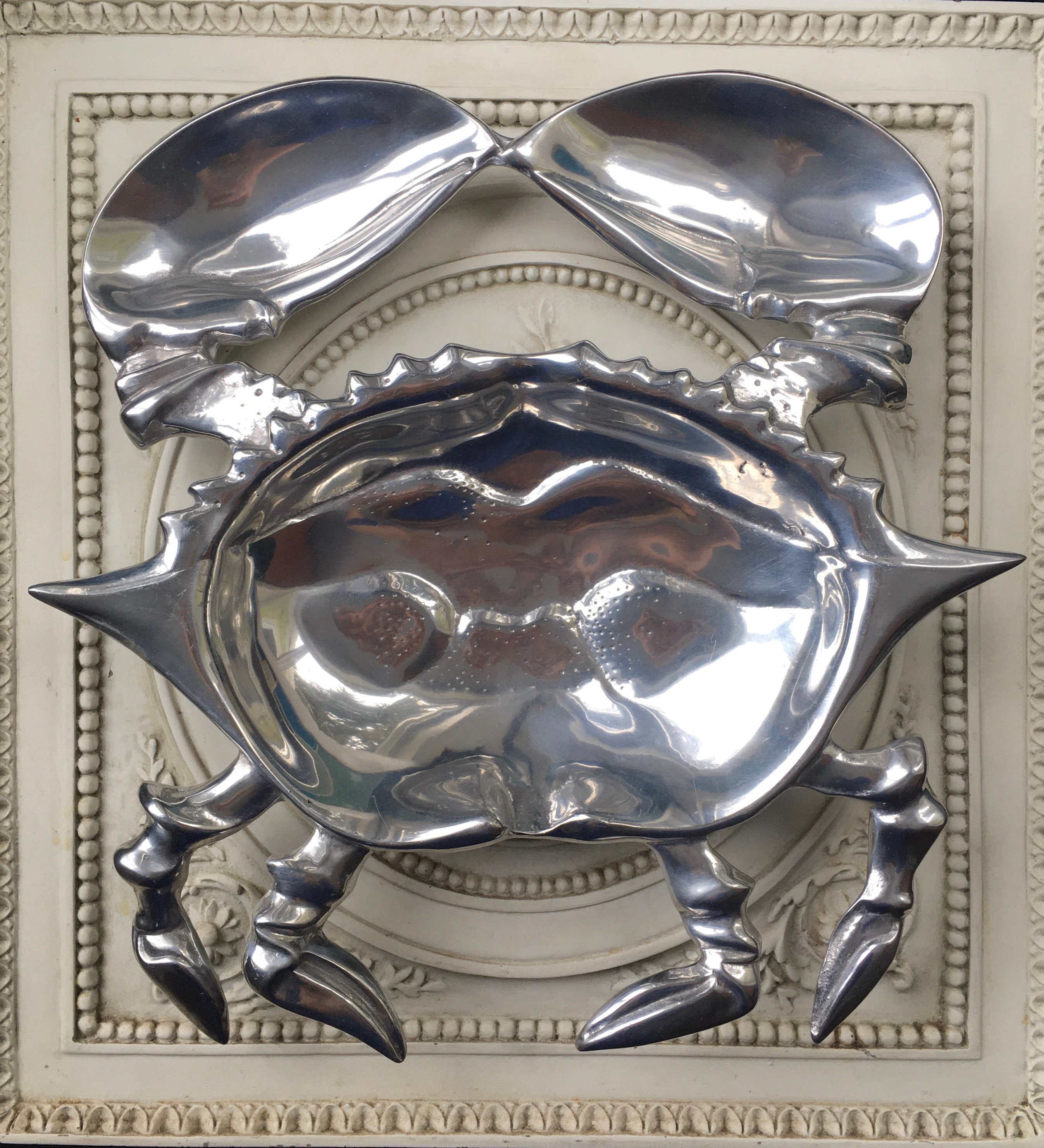 Vtg Wilton Armetale Crab Divided Silver Serving Dish Platter Tray Nautical  11