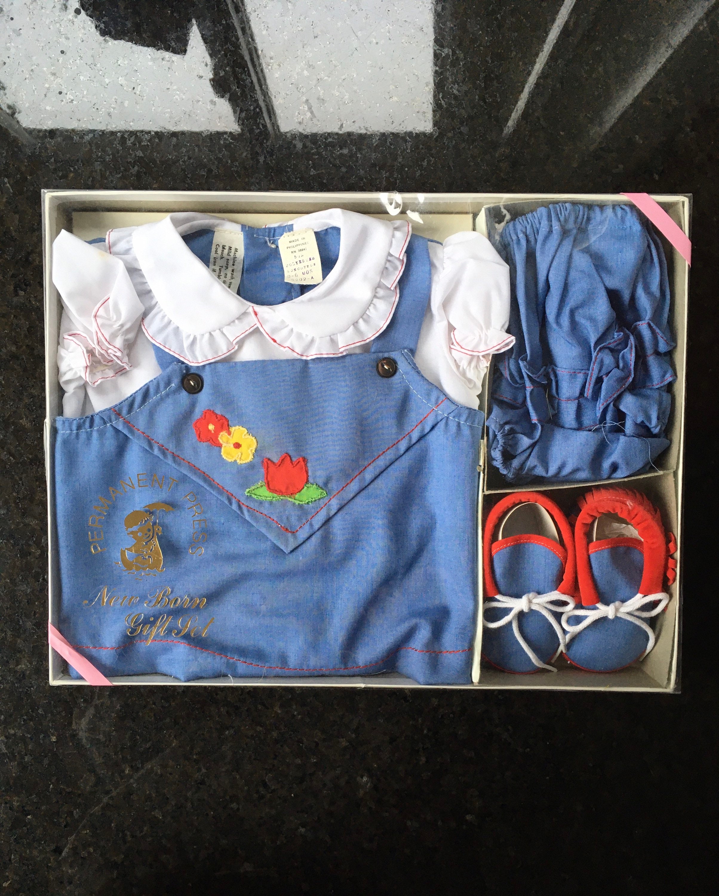 Vintage Boxed Infant Clothes New Born Gift Set Girl Blue Red Etsy