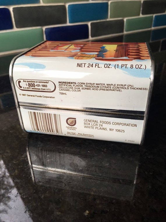 1987 Factory Sealed Log Cabin Syrup Tin Full Mint Cond Etsy