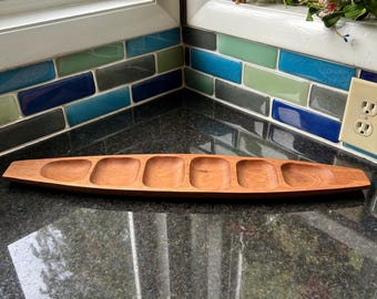 Vintage Teakwood Surfboard Tray Divided Serveware Thailand 1970’s Excellent