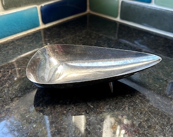 Vintage Atomic MCM Teardrop Bowl Reed Barton Silverplate Trinket Dish John Prip 1960’s Pretty
