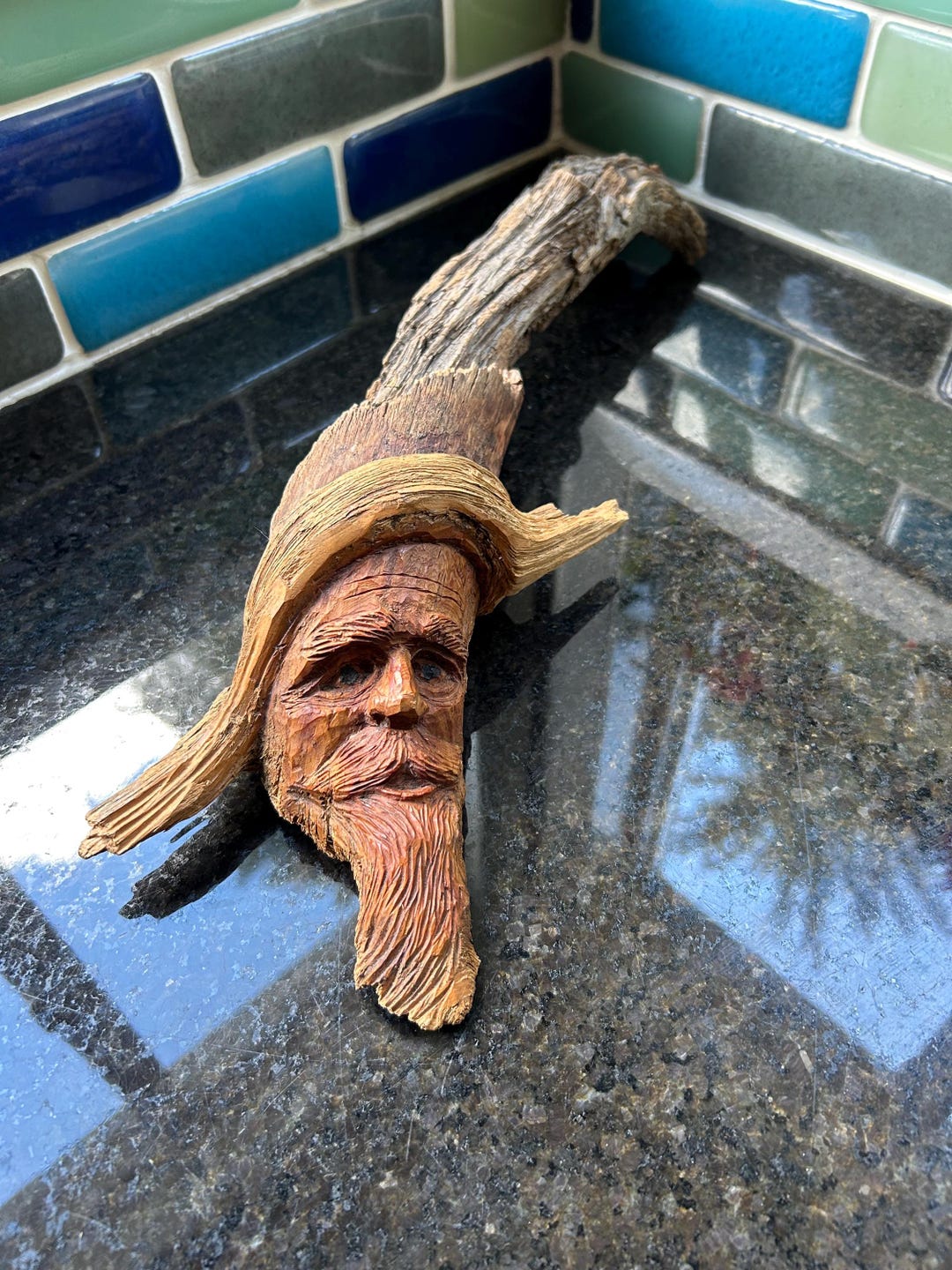 Vintage Wood Spirit Hand Carved Old Man Wall Art Artist Signed 1990’s ...