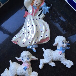 Vintage Irene Smith Bo Peep Set of 3 Wall Art Ceramics 1955 Excellent