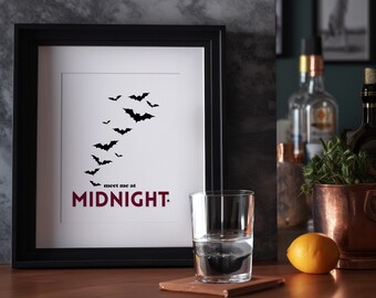 Meet Me at Midnight Halloween Printable Wall Art, Gothic Halloween Decor, Bat Wall Art, Spooky Season Digital Download