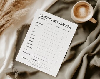 Monthly Bill Tracker Printable | Bill Payment Tracker | Monthly Finance Planner | Budget Organizer | Home Binder PDF