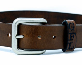 Brown Leather Belt for Men Full Grain - Mens leather belt with name on it - Engraved Belt for men