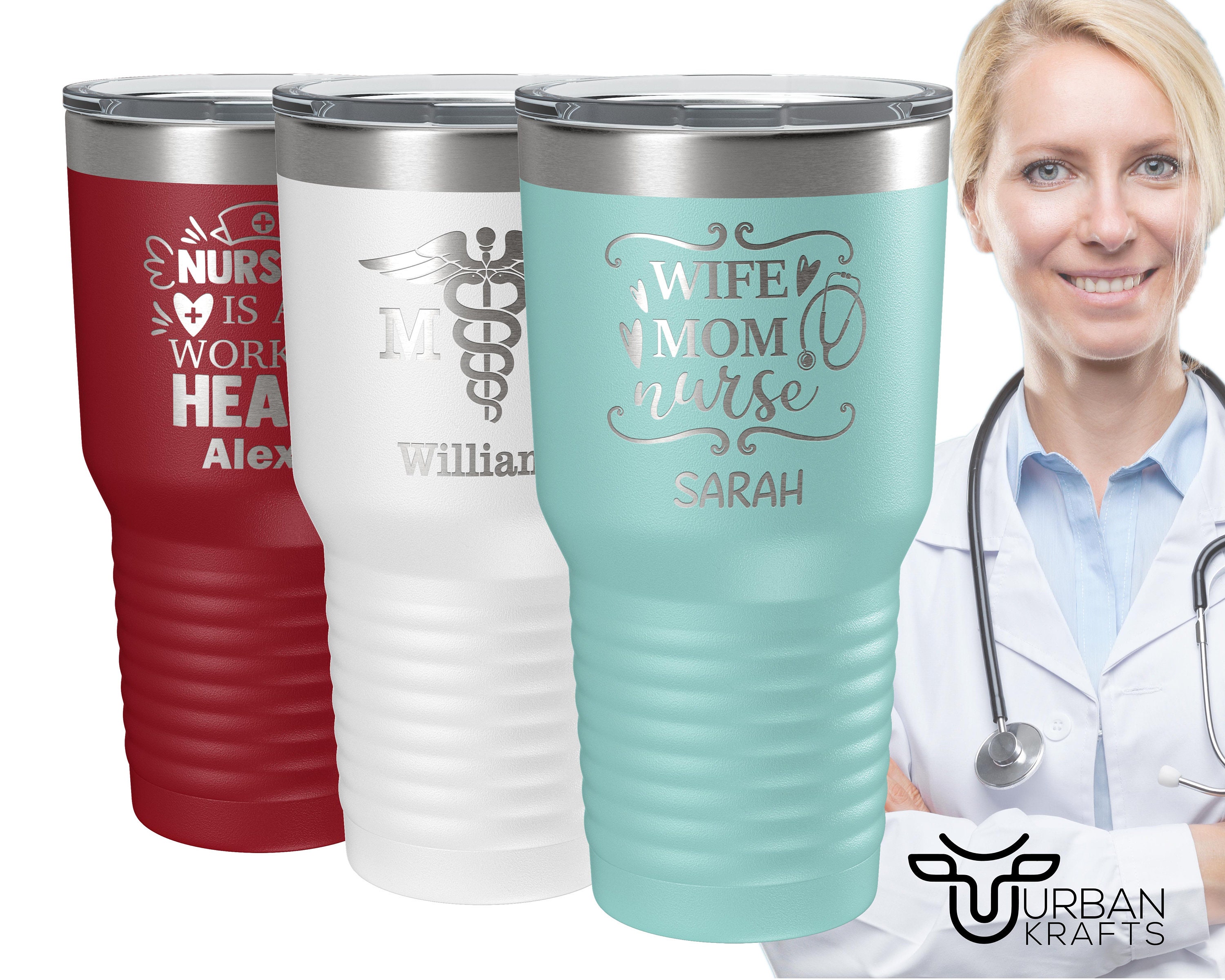 Personalized Nurse Water Bottle, RN Gift, Custom Tumbler With Straw, Nurses  Are a Work of Heart, Gift for Doctor, Custom Water Bottle 
