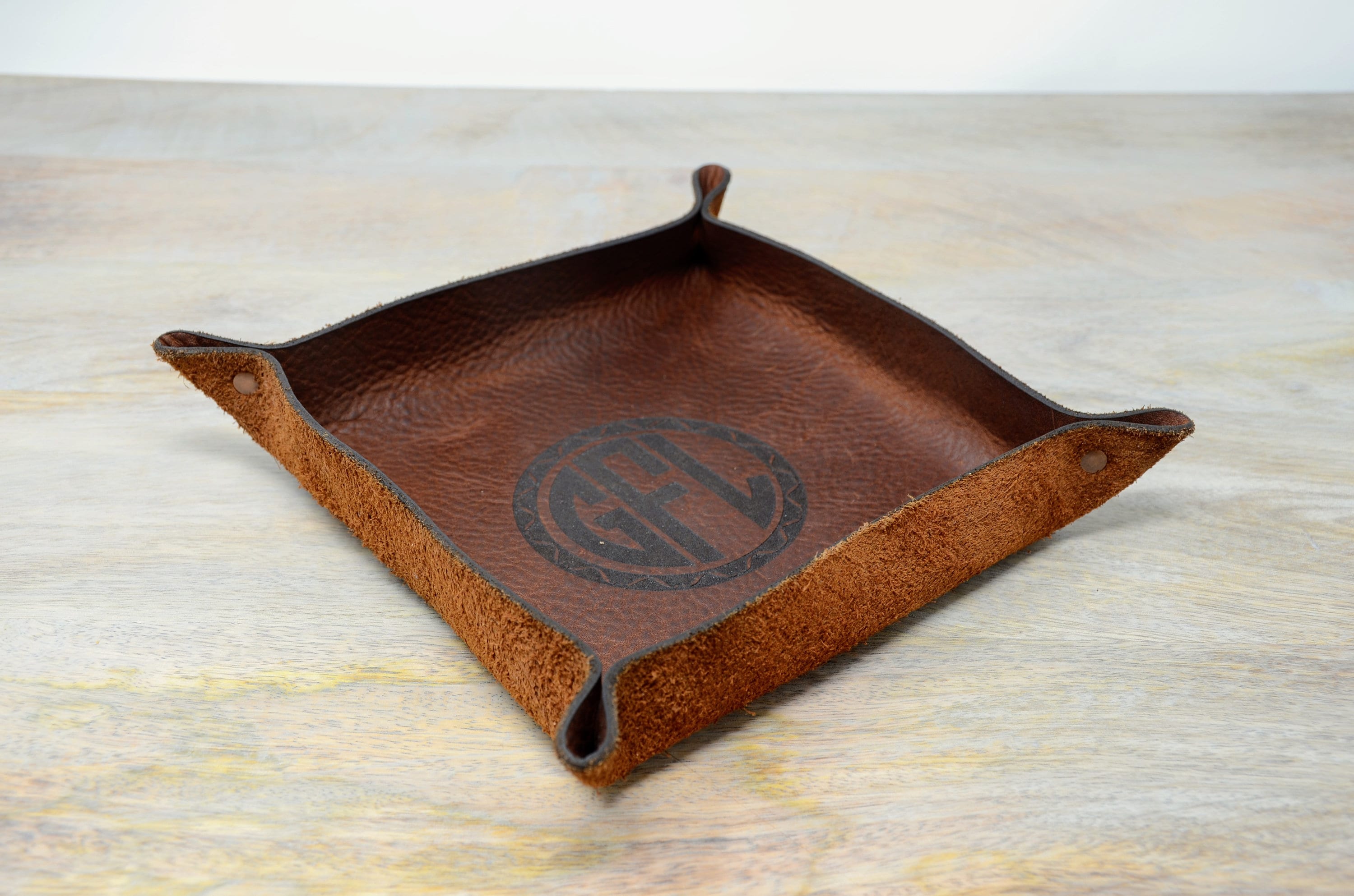 Leather valet tray for men women. Engraved Leather Tray. Etsy