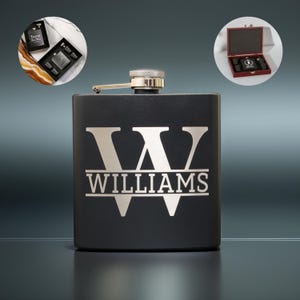 Personalized Engraved Flask, Personalized Black Flask, Groomsman Flask, Best Man Flask, Wedding Party Flask, Bridal Party Flask