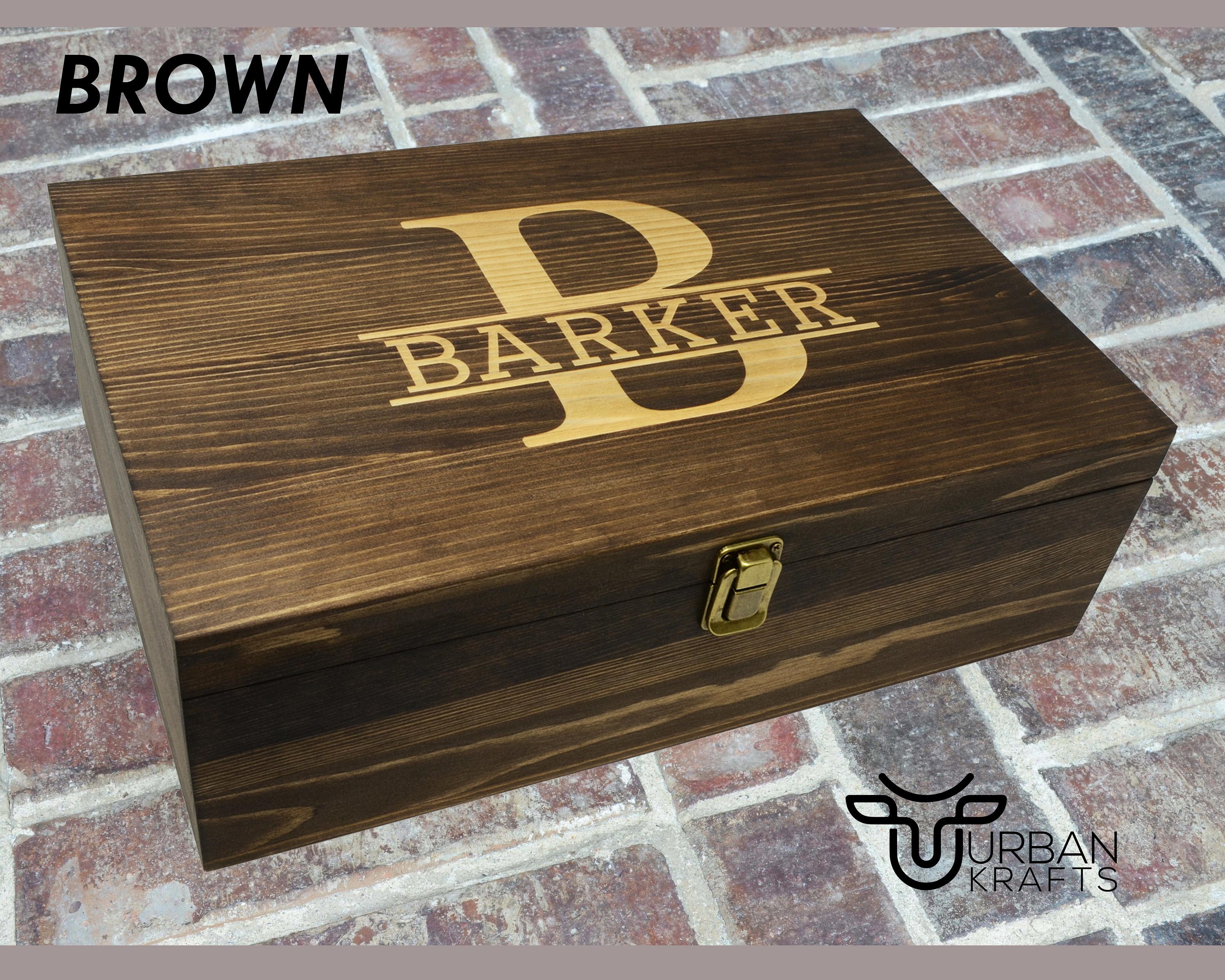 Large Wooden Box Engraved, Custom Wood Box with Hinged Lid, Personalized Wooden Keepsake Box for