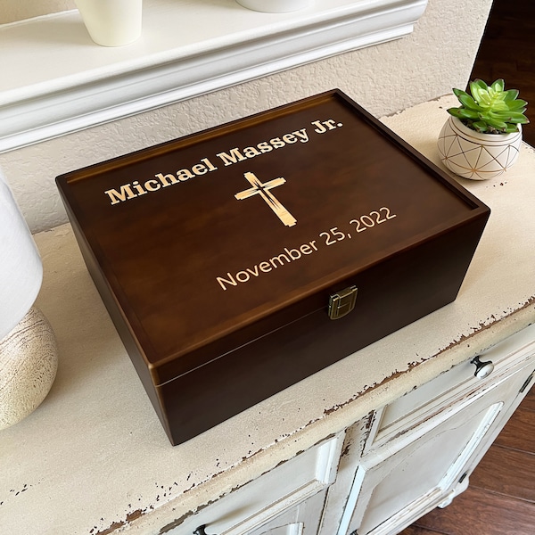 Baptism Gift Boy, First Communion Gift, Prayer Box, Confirmation Gift, Boy Baptism Box, Girl Baptism Keepsake Box, Baptism Wood Box