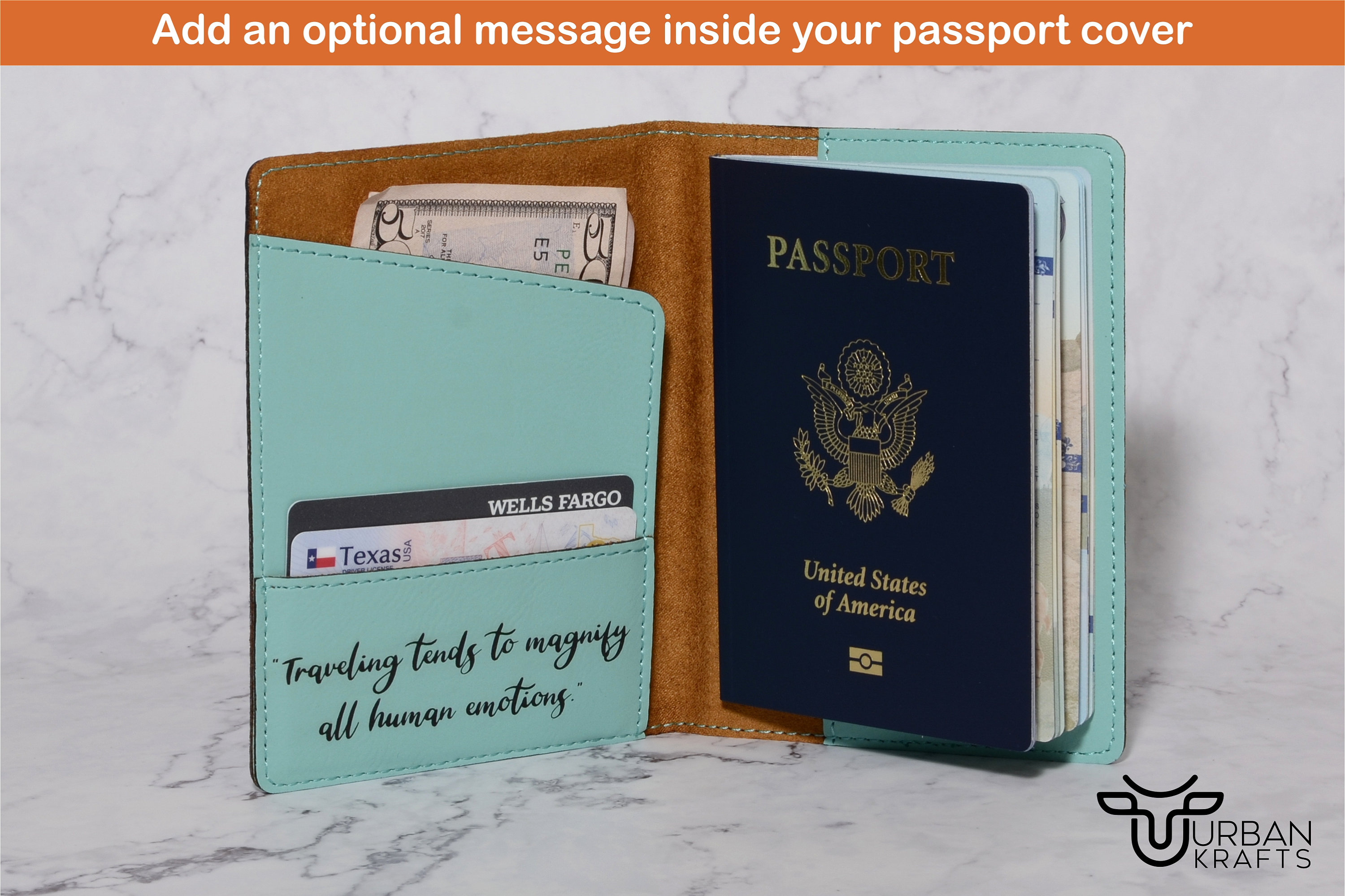 Personalized Leatherette Passport Cover and Cards Holder | Custom Engraved with