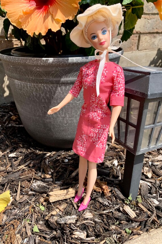 barbie fashionista white dress red pink flowers Doll Fashionista, Light : Toys & Games shes serving up serious barbiecore energy thatll have your kids inspired for hours of creative play Barbie Dress With Red Flowers