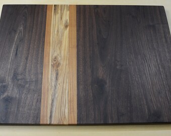 Cutting/serving/charcuterie board with Walnut, cherry and ash