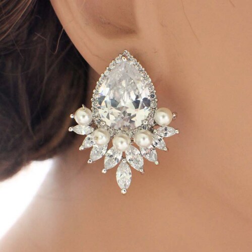 Crystal Bridal Earrings Wedding Jewelry Chandelier Wedding Etsy