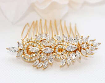 Gold wedding hair comb, wedding hair accessories, crystal hair comb, bridal hair comb, rhinestone hair comb, bridal hair piece, wedding comb