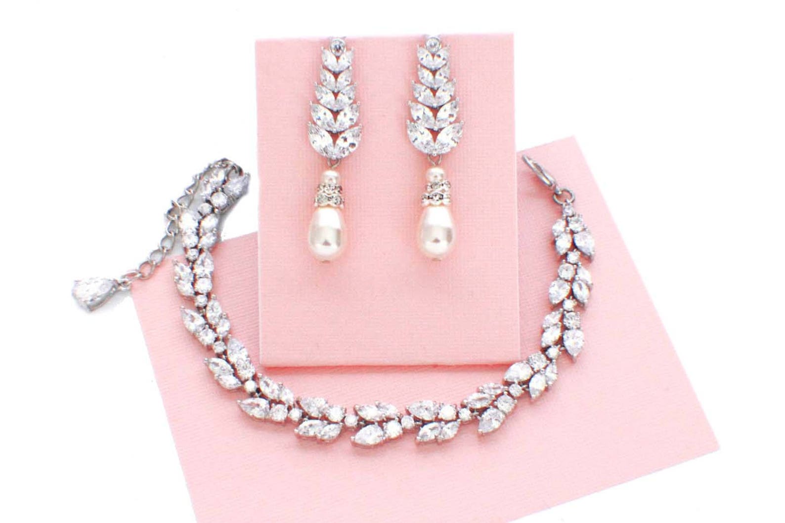 Crystal Bridal Jewelry Set Pearl Bridal Jewelry Set Pearl Etsy