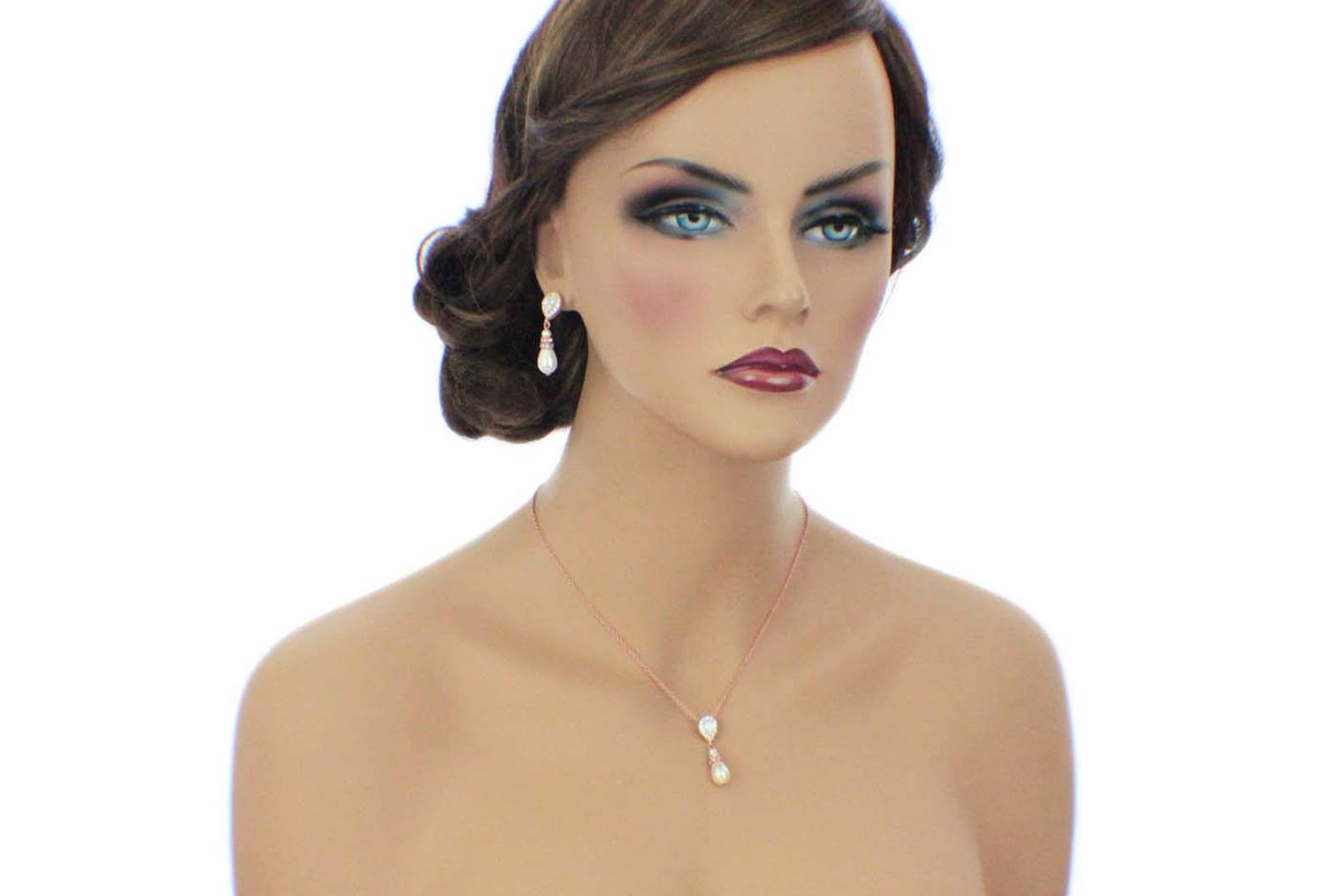 Rose Gold Wedding Jewelry Set Bridal Earrings Bracelet Set Etsy