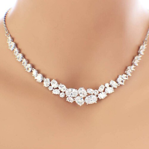 Bridal Necklace Swarovski Crystal Cubic Zirconia Rhinestone Etsy