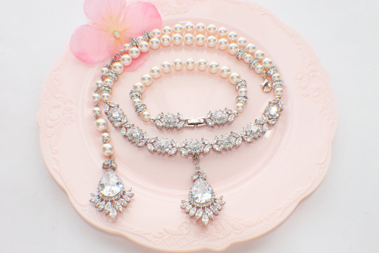Art Deco Wedding Jewelry Sets for Brides Swarovski Pearl Etsy