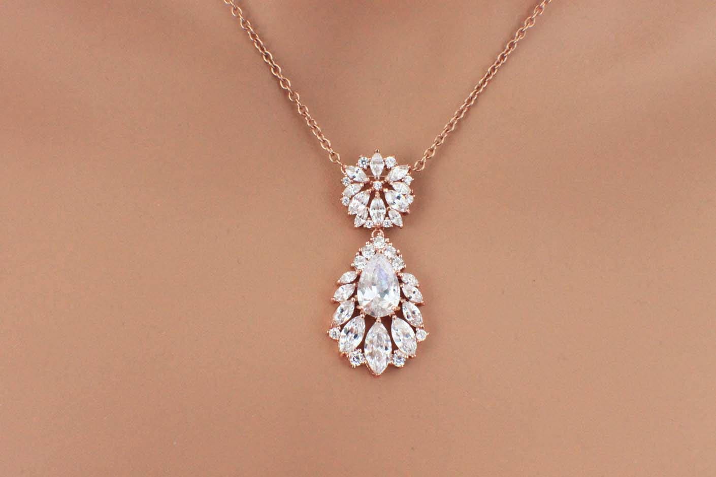 Gold Bridal Jewelry Set Art Deco Wedding Jewelry Set CZ Etsy