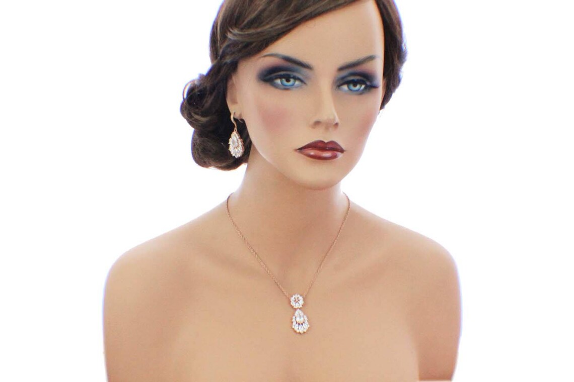 Gold Bridal Jewelry Set Art Deco Wedding Jewelry Set CZ Etsy