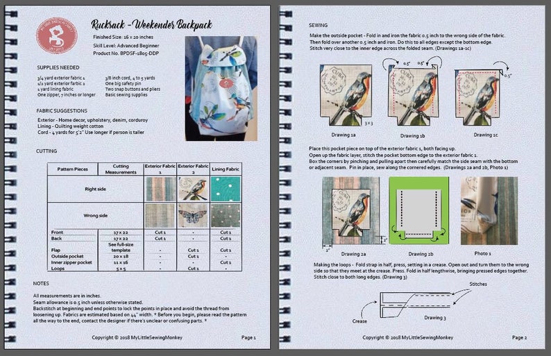 Ridgehill Rucksack Sewing Pattern – DIY Weekender Backpack (PDF Pattern ...