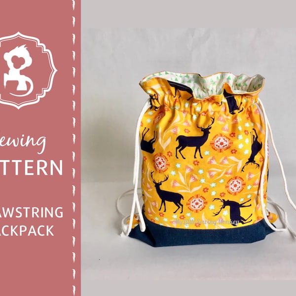 PDF Sewing Pattern - Drawstring Backpack Pattern, Sewing DIY, Sewing Tutorial, Sewing how-to