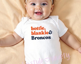 Bottles, blankie & Broncos | Denver Football-Inspired Baby Bodysuit
