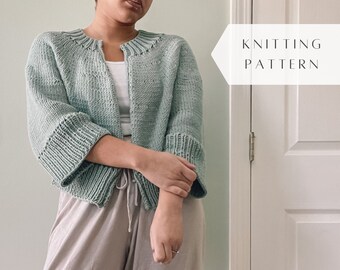 knit yoke cardigan pattern, Year-Round Cardigan pattern, pdf knitting pattern, cardigan knit pattern, knitting pattern, circular yoke