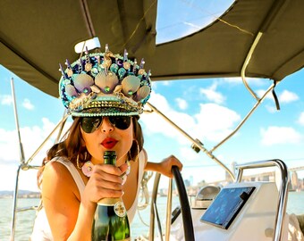 Mermaid Captain's Hat/ Burning Man Hat/ Festival Hat/ Burlesque Hat/ Madi Gras Hat