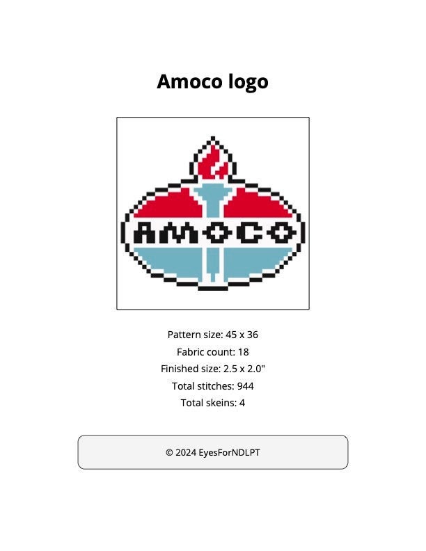 Defunct Gas Station Sign Amoco Needlepoint Chart Digital Download - Etsy
